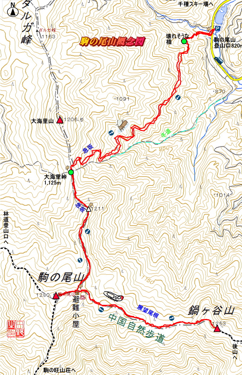 雪山ご案内 駒の尾山・鍋ヶ谷山